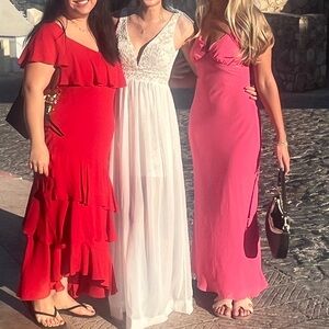 Elegant White Lace Maxi Dress lulus XS